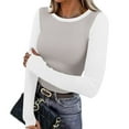thumbnail image 1 of YTCAMLO Raglan Ribbed Long Sleeve Shirts for Women Casual Baseball Tees Slim Fit Tunic Tops with Thumb Holes Stretch Blouses, Gray S, 1 of 7