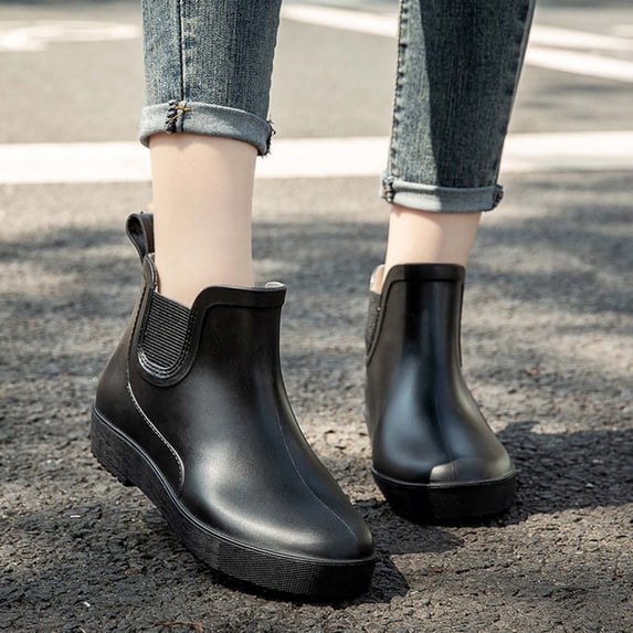 YTCAMLO Rain Boots for Women Fashion Short Chelsea PVC Rainboots Lightweight Work Garden Boots for Farming Walking Outdoor