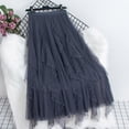 thumbnail image 1 of YTCAMLO Ruffled Womens Tulle Skirts Y2K Dressy Irregular Layered Mesh Tutu Skirt Elastic High Waisted Midi Skirt Flowy Fairy Skirts, Gray, 1 of 8