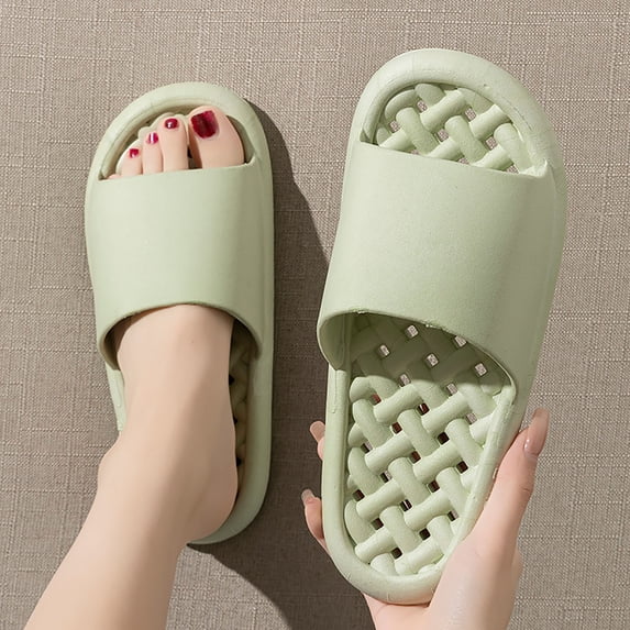 YTCAMLO Shower Slippers for Women and Men, Non-Slip Slides, Bathroom Shoes, Indoor Outdoor Sandals for Pool Spa Guest College Dorm, Green 7.5-8.5