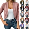 thumbnail image 1 of YTCAMLO Shrugs for Women Dressy Trendy 3/4 Sleeve Open Front Cardigan Lightweight Flowy Cropped Coat for Dresses, 1 of 6