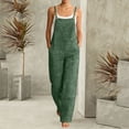 thumbnail image 1 of YTCAMLO Sleeveless Overalls for Women Summer Trendy Square Neck Wide Leg Long Pant Jumpsuits Loose Fit Button Rompers With Pockets, Army Green M, 1 of 7