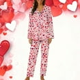 thumbnail image 1 of YTCAMLO Soft Comfy Pajama Sets for Women 2 Piece Cute Love Heart Printed Pjs Button Down Shirts Pants Loose Fit Valentines Lounge Set, Hot Pink1 XL, 1 of 6