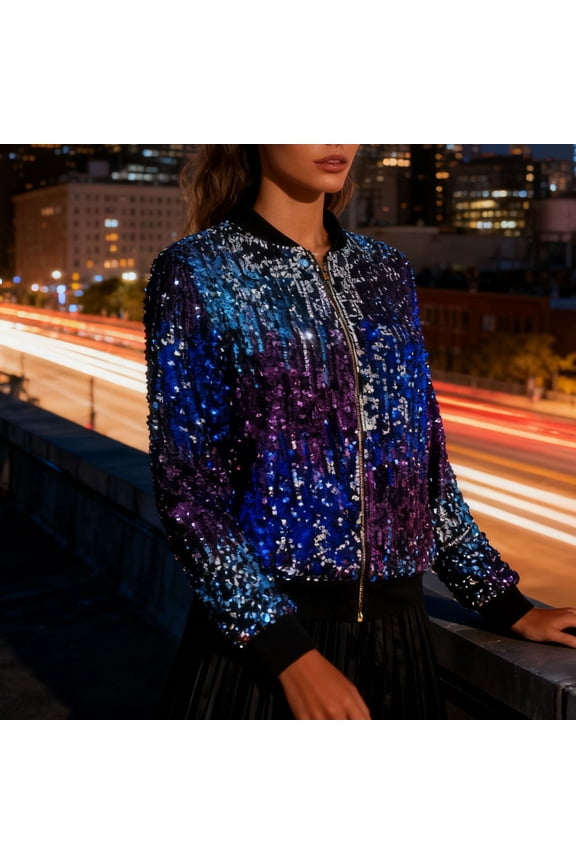 Sparkly Sequin Blazer for Women Fashion Glitter Open Front Blazer Jackets Party Jacket V Neck Long Sleeve Cardigan Coat, B S