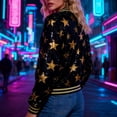 thumbnail image 1 of YTCAMLO Sparkly Sequin Jackets for Women Trendy Long Sleeve Glitter Blazer Zipper Up Ribbed Bomber Jacket Party Festival Outfits, B L, 1 of 7