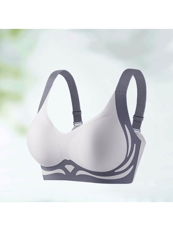 Sports Bra Contrast Color Lift Gather Wireless Lightweight Breathable Side-Boob Control Bra Cozy Full Coverage Everyday Bras