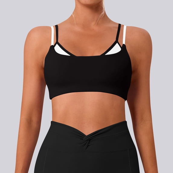YTCAMLO Sports Bras for Women High Support Color-Blocked Padded Elastic Strength Yoga Bra Comfortable Breathable Backless Push Up Underwear