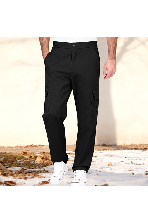 Stretchy Mens Cargo Pants for Men Casual Baggy Work Pants Oversized Travel Pants for Hiking Climbing Athletic Trousers, Black XL