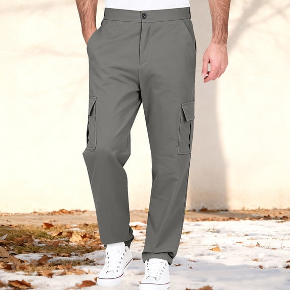 YTCAMLO Stretchy Mens Cargo Pants for Men Casual Baggy Work Pants Oversized Travel Pants for Hiking Climbing Athletic Trousers, Gray S