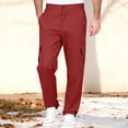 thumbnail image 1 of YTCAMLO Stretchy Mens Cargo Pants for Men Casual Baggy Work Pants Oversized Travel Pants for Hiking Climbing Athletic Trousers, Wine S, 1 of 8