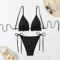 thumbnail image 1 of YTCAMLO Two Piece Bikini Sets for Women Summer Fashion Adjustable String Swimsuit Top Side Tie Bottoms Triangle Embossed Bathing Suits, Black M, 1 of 5
