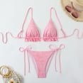 thumbnail image 1 of YTCAMLO Two Piece Bikini Sets for Women Summer Fashion Adjustable String Swimsuit Top Side Tie Bottoms Triangle Embossed Bathing Suits, Pink S, 1 of 5