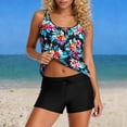 thumbnail image 1 of YTCAMLO Two Piece Tankini Swimsuit for Women Fashion Ruched Scoop Neck Tank Tops with High Waisted Boy Shorts Summer Bathing Suits, Light Blue XXL, 1 of 5