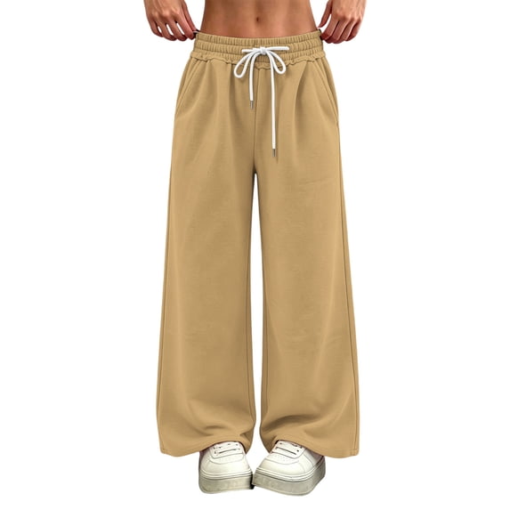 YTCAMLO Wide Leg Pant for Women Plus Size Casual Baggy Elastic Waisted Sweatpants with Drawstring Soft Comfy Lounge Pants