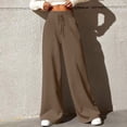 thumbnail image 1 of YTCAMLO Wide Leg Sweat Pants for Women Casual High Waisted Pajamas Pants Baggy Lounge Pants with Pockets Stretchy Workout Pants, Brown M, 1 of 6