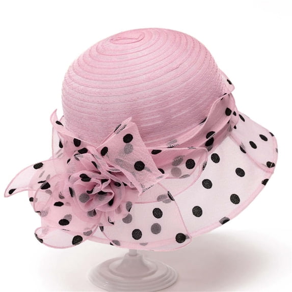 YTCAMLO Women's Summer Sun Hat, Wide Brim Polka Dot Floral Lightweight UV Protection Bucket Hat Beach Wedding Packable Fisherman Cap