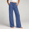 thumbnail image 1 of YTCAMLO Womens Cotton Pants Elastic High Waist Casual Palazzo Trousers with Pockets Casual Lightweight Breathable Flowy Wide Leg Pants, 1 of 9