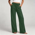 thumbnail image 1 of YTCAMLO Womens Cotton Pants Elastic High Waist Casual Palazzo Trousers with Pockets Casual Lightweight Breathable Flowy Wide Leg Pants, 1 of 9