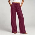 thumbnail image 1 of YTCAMLO Womens Cotton Pants Elastic High Waist Casual Palazzo Trousers with Pockets Casual Lightweight Breathable Flowy Wide Leg Pants, 1 of 9