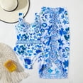 thumbnail image 1 of YTCAMLO Womens Floral One Piece Swimsuit with Matching Cover Ups Two Piece Bathing Suits Vacation Outfits Tummy Control Beachwear, Blue XL, 1 of 8