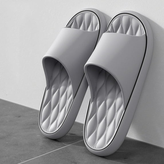 YTCAMLO Womens Mens Non Slip Pillow Slippers Shower Shoes Quick Dry Bathroom Slides Lightweight Home Sandals for Summer Beach, Gray 7.5-8.5