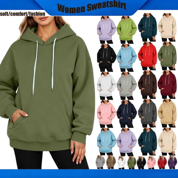 YTCAMLO Womens Oversized Sweatshirt 2026 Fall Winter Fleece Hoodies Long Sleeve Drawstring Hooded Pullover with Pockets