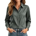 thumbnail image 1 of YTCAMLO Wrinkle Free Dress Shirts for Women, Classic Button Down HiddenButton Down Office Tops, Collared Comfy Cotton Tunic Blouses, 1 of 8