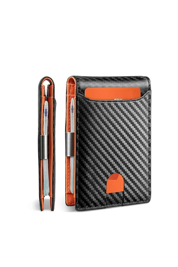 Wallet for Men Slim, Leather Minimalist Mens Wallet RFID Blocking Credit Card Holder with Money Clip, Best Gift