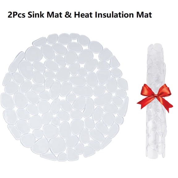 Clearance 2 Pack Pebble Sink Mat for Stainless Steel/Ceramic Sinks,PVC Sink Protectors Mats for Bottom of Kitchen Sink, Dish Drying Mat for Dishes and Glassware
