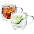 thumbnail image 1 of YTCYKJ 2PCS Double Wall Glass Espresso Cups , 8 Ounces Insulated Glass Coffee Cups with Handle, Perfect for Cappuccino, Latte, Tea,Clear, 1 of 15