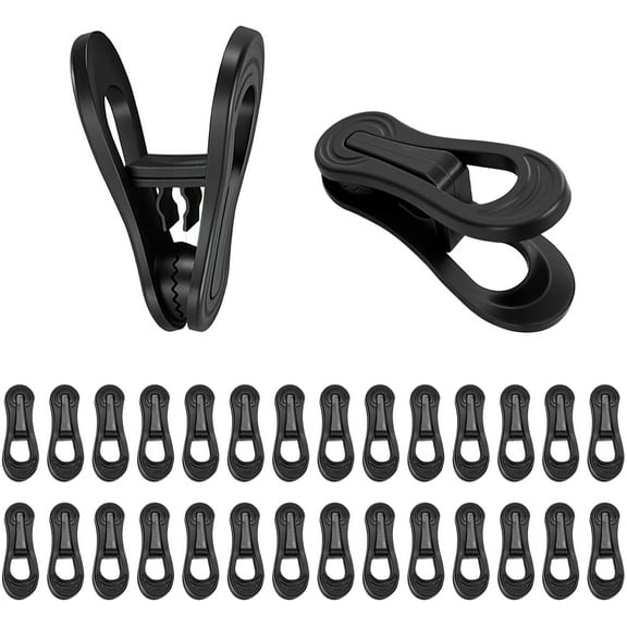 YTCYKJ 30PCS Hanger Clips , Multi-Purpose Hanger Clips for Hangers, Finger Clips for Plastic Clothes Hangers, Pants Hangers Clips ,Black