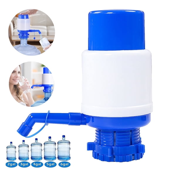 YTCYKJ Manual Water Pump for 5 Gallon Bottle , Hand Pressure Water Dispenser,Secure Fit on Bottle Top,Blue