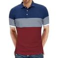 thumbnail image 1 of YTD Men's Short Sleeve Polo Shirts Casual Slim Fit Contrast Color Stitching Stripe Cotton Shirts, 1 of 4