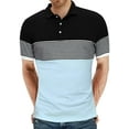 thumbnail image 1 of YTD Men's Short Sleeve Polo Shirts Casual Slim Fit Contrast Color Stitching Stripe Cotton Shirts, 1 of 4
