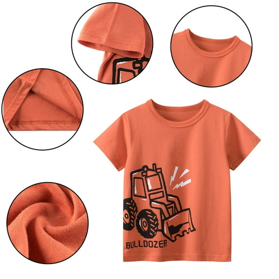 YTDSCS 1-10T Boys Short Sleeve T-Shirts for Baby Kids TShirts Cotton Fashion T-Shirt Tops Little Boys Cartoon Crewneck T