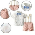 thumbnail image 1 of YTDSCS 1-6T Boys Summer Gentleman Outfit Suits for Toddler Baby Kids,Boys Short Pants Set, Short Sleeve Shirt+Suspender Pants+Bow Tie, 1 of 7