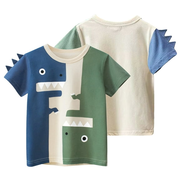 YTDSCS 1-9 Years Boys Cartoon Dinosaur Tees Shirts Tops Kids Baby Crew Neck Bottom T Shirts Toddler Summer Short Sleeve Pullover Clothes Outfits