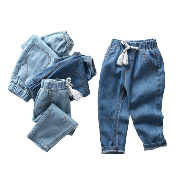 YTDSCS 2-10Y Little Boys Denim Pants Trousers Jogger Sweatpants Kids Elastic Sweatpants