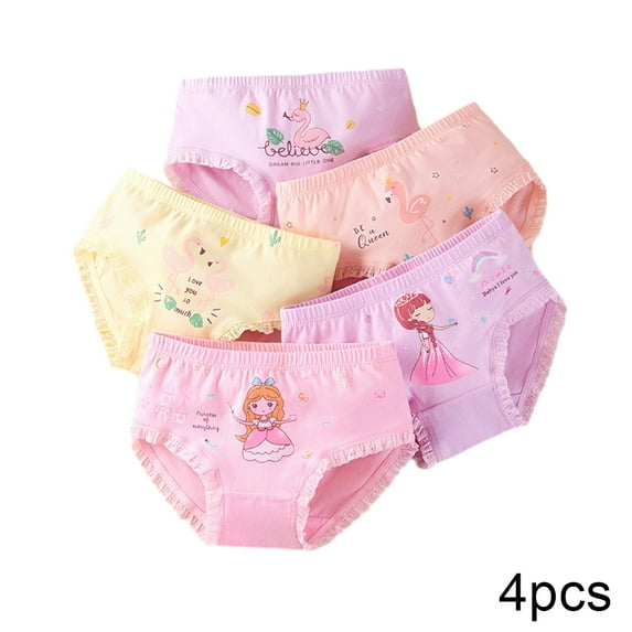YTDSCS 2-12T Little Girls Cotton Underwear Briefs Shorts for Toddler Kids Panties Baby Princess Panties (4 Pack) (Colour Mix & Match)