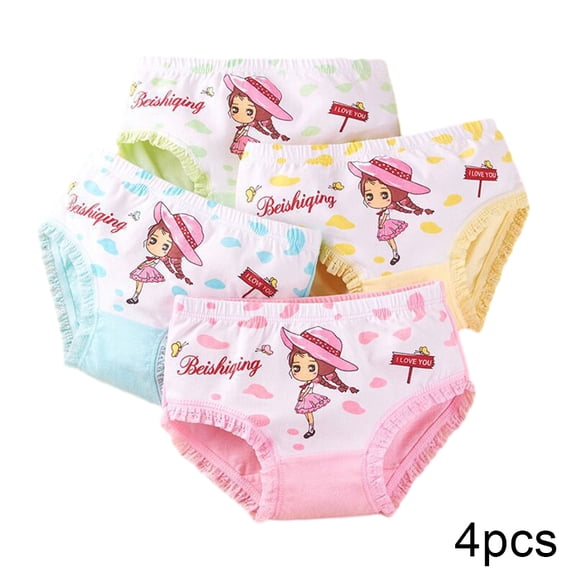 YTDSCS 2-12T Little Girls Cotton Underwear Briefs Shorts for Toddler Kids Panties Baby Princess Panties (4 Pack) (Colour Mix & Match)