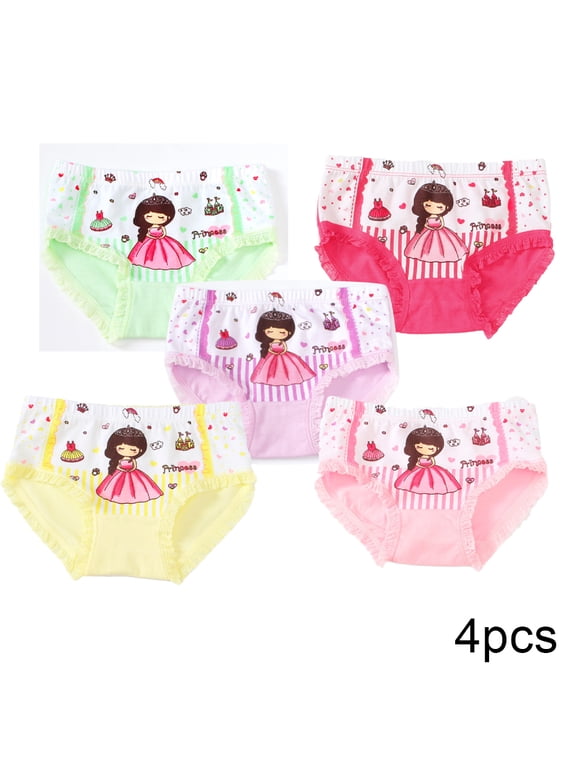 2-12T Little Girls Cotton Underwear Briefs Shorts for Toddler Kids Panties Baby Princess Panties (4 Pack) (Colour Mix & Match)