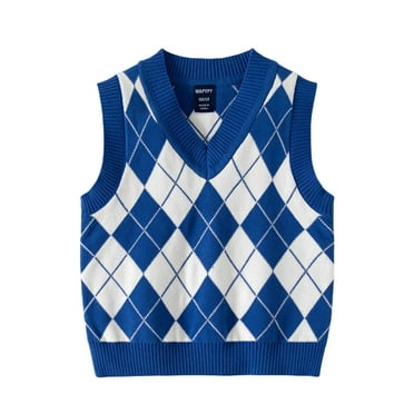 YTDSCS 2-7 Years Boys V Neck Sweater Vest for Kids Baby Sleeveless Uniform Knit Jacket Toddler Spring Fall Diamond Lattice Waistcoat for Boys