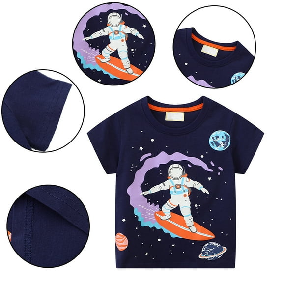 YTDSCS 2-7Y Boys Short Sleeve T-Shirts for Baby Kids Crewneck Short Sleeve Tees Shirts Toddler Summer Cartoon Tees Tops