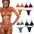 thumbnail image 1 of YTDSCS 2PCS Women Swimsuits Bikini 2 Piece(S M L Code),Women High Cut Bikini Swimwear Set Solid Colour, 1 of 9