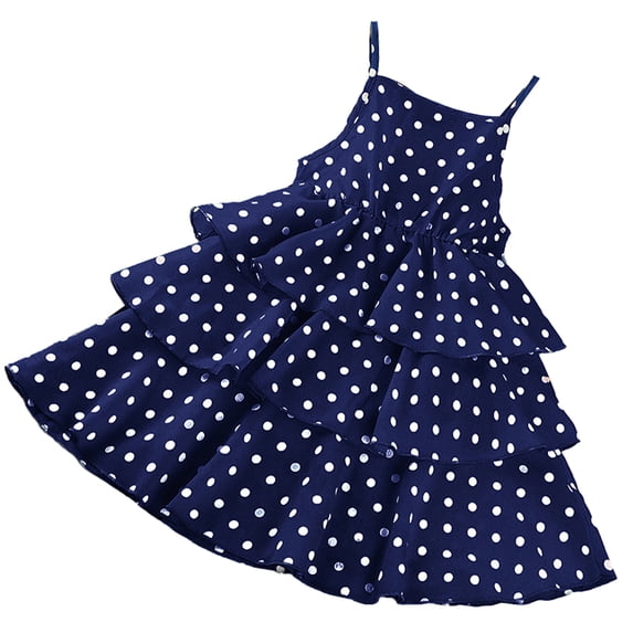 YTDSCS 3-12 Years Girls Halter Tutu Dress for Kids Baby Summer Polka Dot Princess Dresses Cotton Beach Sundress for Girls