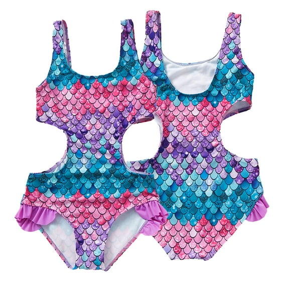 YTDSCS 3-12T Girls One Piece Swimsuit Kids Ruffle Bathing Suits Beach Princess Swim Dress Quick Dry Swimwear for Kids Toddler