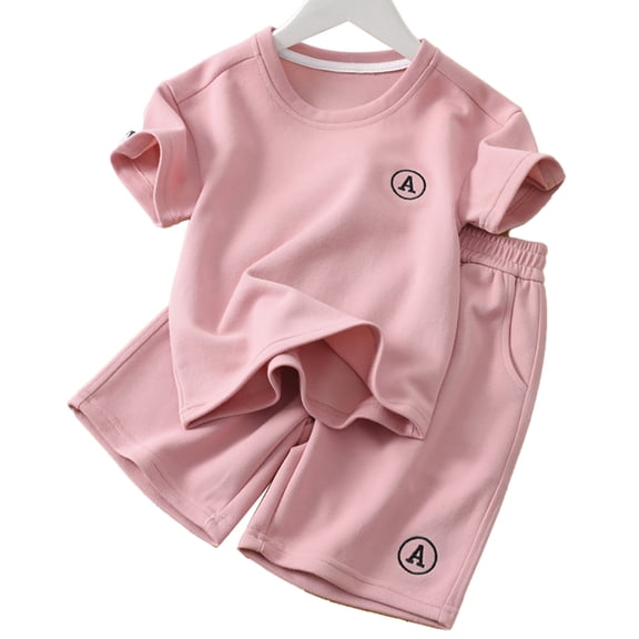 YTDSCS 4-11T Kids 2Pcs Summer Outfits for Boys Girls Short Sleeve T-Shirt Tops Elastic  Shorts Set Kids Clothes