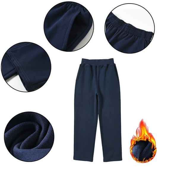 YTDSCS 5-19Y Kids Girls Boys Jogger Pants Sweatpants for Baby Fleece and Thick Sports Straight-Leg Elastic School Pants