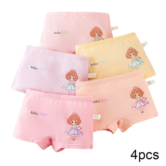 YTDSCS 5PCS Kids baby Underwear for Girls Skin-Friendly Briefs Toddler Girls Printing Boxer Shorts Soft Underpants for 2-12 Years