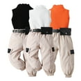 thumbnail image 1 of YTDSCS Baby Boys Girls Clothes Set Summer Toddler Sleeveless Solid Colour Vest Sweatpants Belt Three Piece Outfits 12 Months-5 Years, 1 of 9